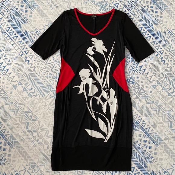 Crazy Print Black & Red Dress - Picture 1 of 6